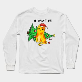 It Wasn't Me Funny Cat Long Sleeve T-Shirt